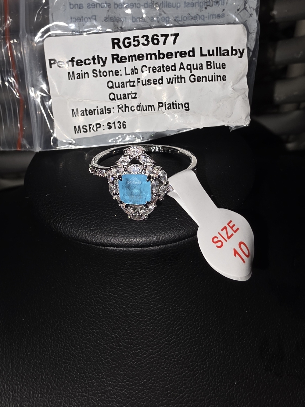 Perfectly Remembered Lullaby Aqua Blue Quartz Ring - Size 10